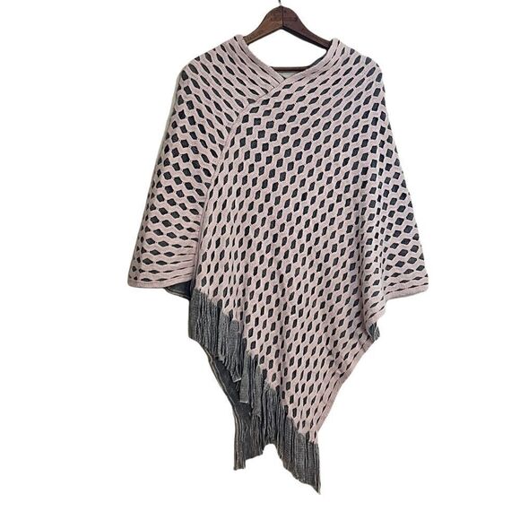 No Label Fringed Knit Poncho - Picture 1 of 7